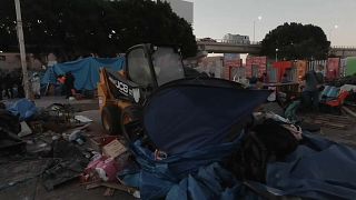 Destrucción del campamento de migrantes en Tijuana