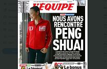 Titelseite der französischen Sportzeitung L'EQUIPE mit Peng Shuai