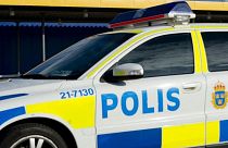 A police cars pictured in Vaesteraas, around 100 kilometres west of Stockholm.
