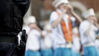 A police service of Northern Ireland officer pictured in Belfast city centre.