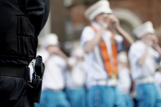 A police service of Northern Ireland officer pictured in Belfast city centre.