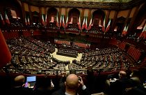  A general view of the parliament during the Italian President Sergio Mattarella's swearing-in ceremony at the Montecitorio Palace in Rome, Italy.