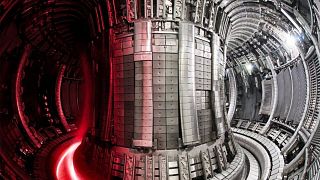 Inside the JET reactor in Oxford. The walls are made from beryllium and titanium.