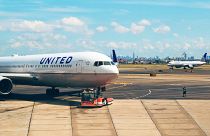 A United Airlines plane at Newark Liberty International Airport.