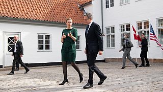 مته فردریکسن، نخست وزیر دانمارک و آنتونی بلینکن، وزیر امور خارجه آمریکا