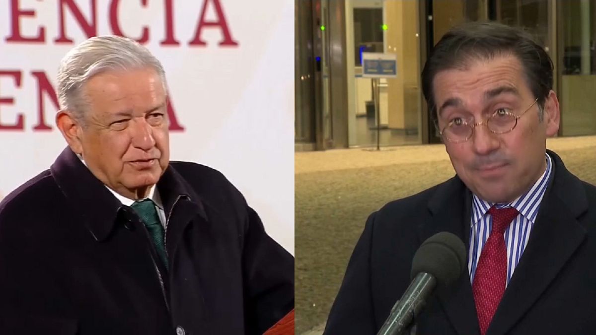El presidente de México Andres Manuel L´´opez Obrador y el ministro de Exteriores de España, José Manuel Albares