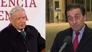 El presidente de México Andres Manuel L´´opez Obrador y el ministro de Exteriores de España, José Manuel Albares
