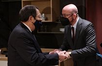 Ο Πρόεδρος της Κυπριακής Δημοκρατίας Νίκος Αναστασιάδης συναντά τον πρόδερο του Ευρωπαϊκού Συμβουλίου Σαρλ Μισέλ στην Μπρεστ της Γαλλίας