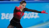 Kamila Valieva of the Russian Olympic Committee competes in the women's team free skate program during the figure skating competition at the 2022 Winter Olympics, Feb. 7, 2022
