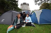 Zelte vor dem neuseeländischen Parlamentsgebäude