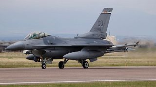 A F-16 Fighting Falcon takes off from Buckley Air Force Base