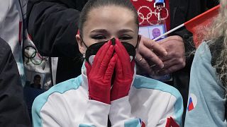 Камила Валиева после выступления на Олимпиаде в Пекине