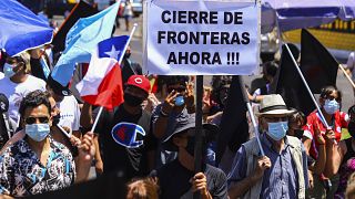 Una marcha contra la migración ilegal, en Iquique, Chile, el 30 de enero de 2022.