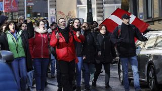 Around 200 protesters reached Place Sainte-Catherine on foot.