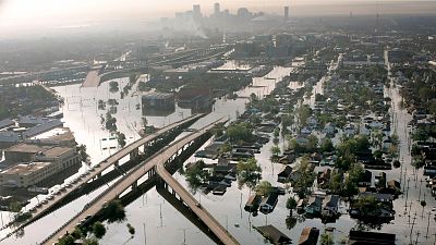 Floodwaters from Hurricane Katrina fill the streets near downtown New Orleans, La., on Aug. 30, 2005.