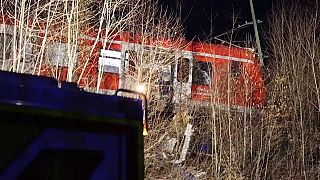 Uno dei due treni coinvolti nell'incidente in Baviera