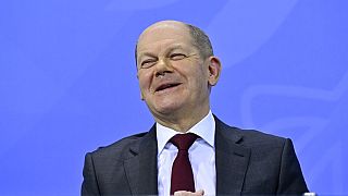 Bundeskanzler Olaf Scholz auf einer Pressekonferenz am 07.01.2022