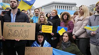 Украинцы отмечают День единения. Киев, 16 февраля 2022 года