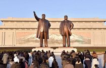 Statues of Kim Il Sung and Kim Jong Il at Mansu Hill