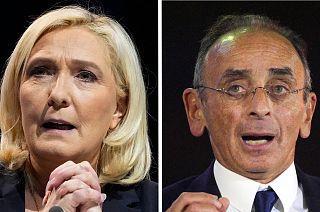 National Rally candidate Marine Le Pen (left); Reconquer candidate Eric Zemmour (right).