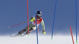 Kékesi Márton a téli olimpia férfi műlesikló versenyének első futamában