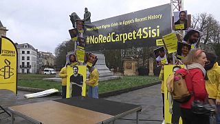 Human Rights activists demonstrate against Egyptian president
