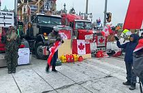 Manifestantes del "Convoy de la Libertad" en Ottawa.