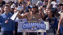 Rams fans cheer champions at LA victory parade
