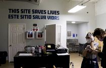 Picture shows the interior of  the USA's first safe injection centre in New York.