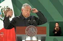 El presidente mexicano, Andrés Manuel López Obrador, durante la rueda de prensa en Tijuana, México
