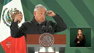 El presidente mexicano, Andrés Manuel López Obrador, durante la rueda de prensa en Tijuana, México