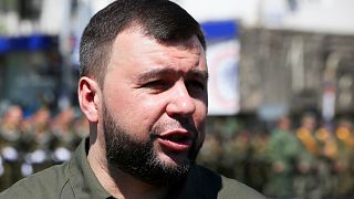 Denis Pushilin, the leader of the Donetsk People's Republic controlled by Russia-backed separatists, in Donetsk, Ukraine, May 5, 2021.