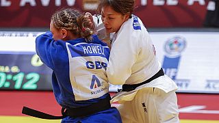 La Japonaise Megumi Horikawa affrontait la Britannique Gemma Howell lors de la finale des 63 kg du Grand Chelem de Tel Aviv,