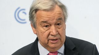 United Nations Secretary-General Antonio Guterres delivers a speech during the 'Munich Security Conference' in Munich, Germany, Friday, Feb. 18, 2022.