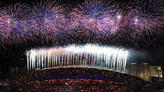 Festa de encerramento no Estádio Nacional, em Pequim