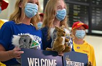 à l'aéroport de Sydney, les touristes sont de retour après deux ans de restrictions de voyage, Australie le 20 février 2022