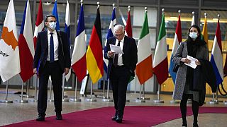 El jefe de la diplomacia europea, Josep Borrell a su llegada a la reunión de ministros de Asuntos Exteriores de la UE, Bruselas, Bélgica 21/2/2022
