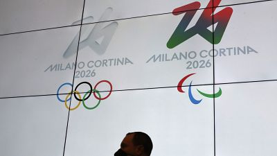 The logo of 2026 Milan-Cortina Olympics and Paralympics