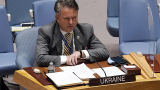 El embajador de Ucrania, Sergiy Kyslytsya, se dirige al Consejo de Seguridad de las Naciones Unidas, el jueves 17 de febrero de 2022