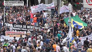 Manifestation de membres de forces de l'ordre à Belo Horizonte, Brésil, le 21 février 2022