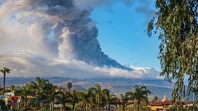A 12-kilometre high ash cloud above the Italian island of Sicily
