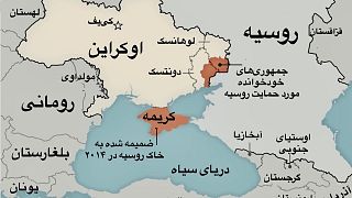 موقعیت دو استان‌ شرقی اوکراین که در بخش‌هایی از آنها دو حکومت خودگردان برپا شده.