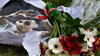 Tributes outside the Amsterdam hospital where Abdelhak Nouri received treatment in 2017.