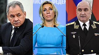 The EU has sanctioned, among others: Defence Minister Sergei Shoigu (left); spokesperson Maria Zakharova (centre) and commander Igor Osipov (right).