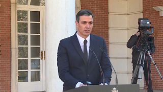 Pedro Sánchez hace unas declaraciones frente a la Moncloa (archivo)