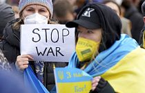 Proteste in Solidariät mit der Ukraine in Berlin