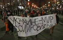 Акция протеста против военной спецоперации на Украине в Москве. 24 февраля 2022 года.