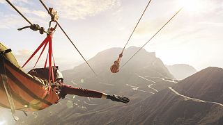 The world's longest zipline in Ras Al-Khaimah, UAE