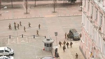 Ukraine military forces seen on streets of Kyiv