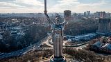 FILE - A view of Ukraine's the Motherland Monument in Kyiv Sunday, Feb. 13, 2022